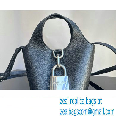 Balenciaga Locker Small Hobo Bag in black/Silver grained calfskin 2024 - Click Image to Close