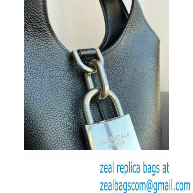 Balenciaga Locker Small Hobo Bag in black/Silver grained calfskin 2024 - Click Image to Close