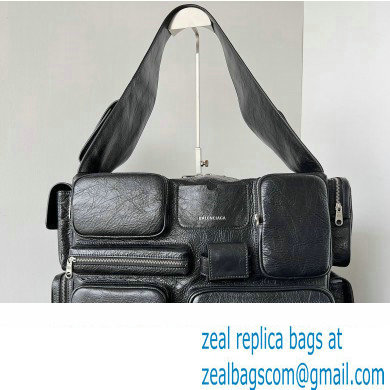 Balenciaga Superbusy Large Sling Bag in Arena calfskin Black 2023
