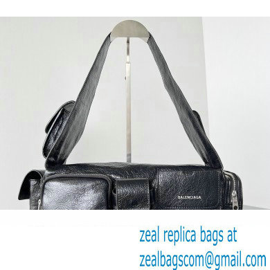 Balenciaga Superbusy Small Sling Bag in Arena calfskin Black 2023
