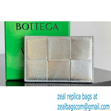 Bottega Veneta Cassette Intreccio leather Credit Card Case Silver 2024 - Click Image to Close