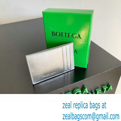Bottega Veneta Cassette Intreccio leather Credit Card Case Silver 2024