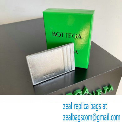 Bottega Veneta Cassette Intreccio leather Credit Card Case Silver 2024 - Click Image to Close