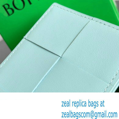 Bottega Veneta Cassette Intreccio leather Credit Card Case TEAL WASHED 2024 - Click Image to Close