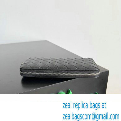 Bottega Veneta Intrecciato Zip Around Wallet Black 2023 - Click Image to Close