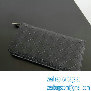 Bottega Veneta Intrecciato Zip Around Wallet Black 2023