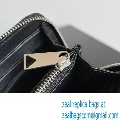 Bottega Veneta Intrecciato Zip Around Wallet Black 2023 - Click Image to Close