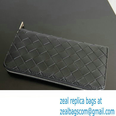 Bottega Veneta Intrecciato Zip Around Wallet Black/Green 2023