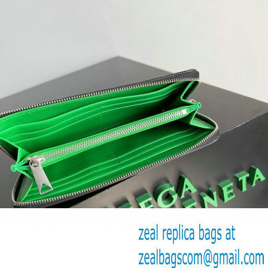 Bottega Veneta Intrecciato Zip Around Wallet Black/Green 2023