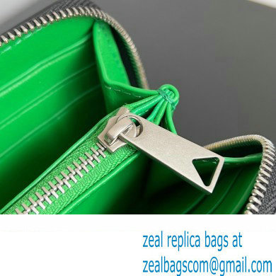 Bottega Veneta Intrecciato Zip Around Wallet Black/Green 2023 - Click Image to Close