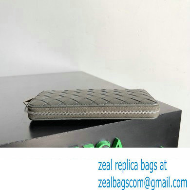 Bottega Veneta Intrecciato Zip Around Wallet Dark Gray 2023 - Click Image to Close