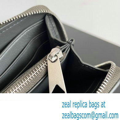 Bottega Veneta Intrecciato Zip Around Wallet Dark Gray 2023