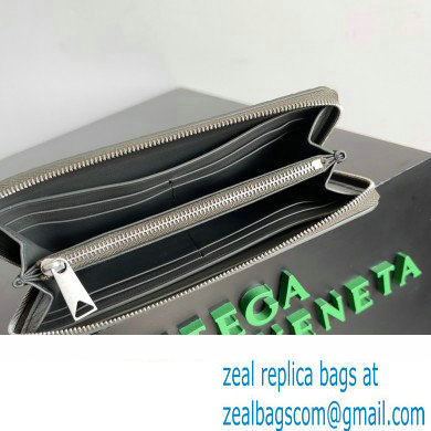 Bottega Veneta Intrecciato Zip Around Wallet Dark Gray 2023 - Click Image to Close