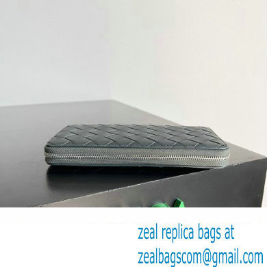 Bottega Veneta Intrecciato Zip Around Wallet Dark Green 02 2023 - Click Image to Close