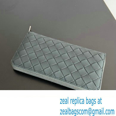 Bottega Veneta Intrecciato Zip Around Wallet Dark Green 02 2023 - Click Image to Close