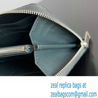 Bottega Veneta Intrecciato Zip Around Wallet Dark Green 02 2023 - Click Image to Close
