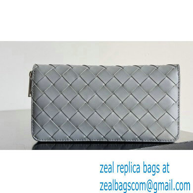 Bottega Veneta Intrecciato Zip Around Wallet Light Gray 2023 - Click Image to Close