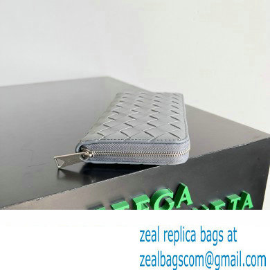 Bottega Veneta Intrecciato Zip Around Wallet Light Gray 2023 - Click Image to Close
