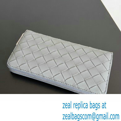 Bottega Veneta Intrecciato Zip Around Wallet Light Gray 2023