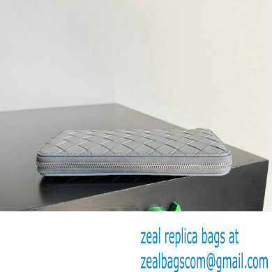 Bottega Veneta Intrecciato Zip Around Wallet Light Gray/Blue 2023