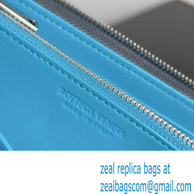 Bottega Veneta Intrecciato Zip Around Wallet Light Gray/Blue 2023 - Click Image to Close