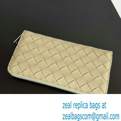 Bottega Veneta Intrecciato Zip Around Wallet Taupe/Green 2023