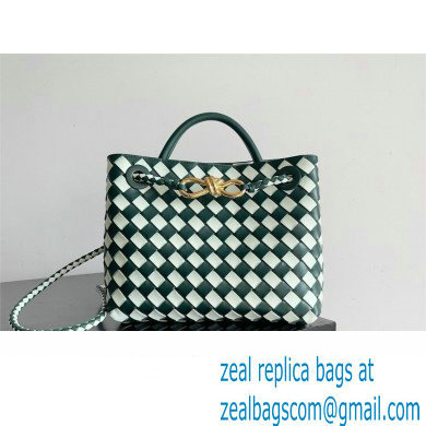Bottega Veneta Intrecciato leather Small Andiamo top handle Bag Emerald green / Glacier 2024 - Click Image to Close