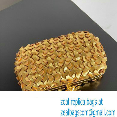Bottega Veneta Knot Intreccio lamina leather minaudiere with leather sequins Bag Gold 2024