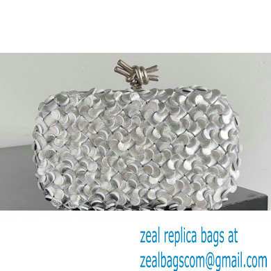 Bottega Veneta Knot Intreccio lamina leather minaudiere with leather sequins Bag Silver 2024