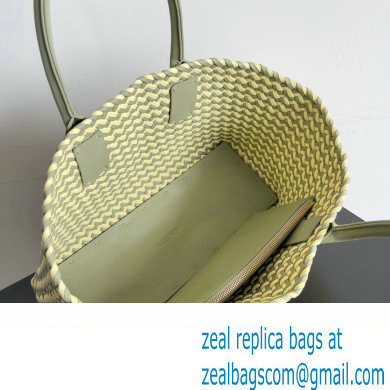 Bottega Veneta Large Cabat padded Intreccio leather and canvas tote bag Green 2023 - Click Image to Close