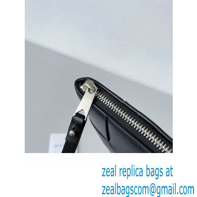 Bottega Veneta Large Cassette Pouch Intreccio leather wristlet Bag Black 2024