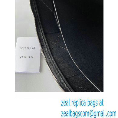 Bottega Veneta Large Cassette Pouch Intreccio leather wristlet Bag Black 2024 - Click Image to Close