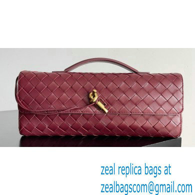 Bottega Veneta Long Clutch Andiamo With Handle Intrecciato leather bag BAROLO with metallic knot closure 2024 - Click Image to Close