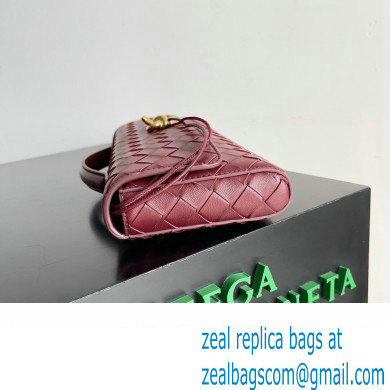 Bottega Veneta Long Clutch Andiamo With Handle Intrecciato leather bag BAROLO with metallic knot closure 2024