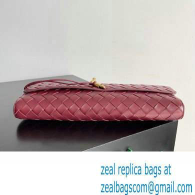 Bottega Veneta Long Clutch Andiamo With Handle Intrecciato leather bag BAROLO with metallic knot closure 2024