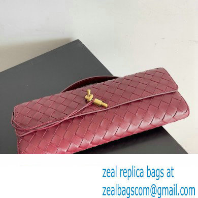 Bottega Veneta Long Clutch Andiamo With Handle Intrecciato leather bag BAROLO with metallic knot closure 2024