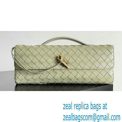 Bottega Veneta Long Clutch Andiamo With Handle Intrecciato leather bag TRAVERTINE with metallic knot closure 2024