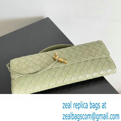 Bottega Veneta Long Clutch Andiamo With Handle Intrecciato leather bag TRAVERTINE with metallic knot closure 2024