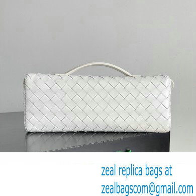 Bottega Veneta Long Clutch Andiamo With Handle Intrecciato leather bag White with metallic knot closure 2024