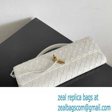 Bottega Veneta Long Clutch Andiamo With Handle Intrecciato leather bag White with metallic knot closure 2024