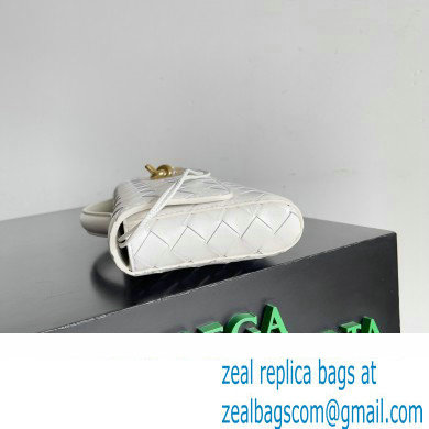 Bottega Veneta Long Clutch Andiamo With Handle Intrecciato leather bag White with metallic knot closure 2024