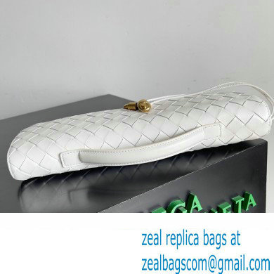 Bottega Veneta Long Clutch Andiamo With Handle Intrecciato leather bag White with metallic knot closure 2024