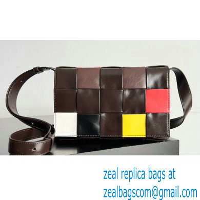 Bottega Veneta Medium Cassette Intreccio leather cross-body bag with multicolor check 2023