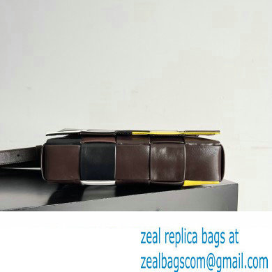 Bottega Veneta Medium Cassette Intreccio leather cross-body bag with multicolor check 2023 - Click Image to Close