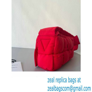Bottega Veneta Medium padded Tech Cassette intreccio nylon cross-body bag Red 2023 - Click Image to Close