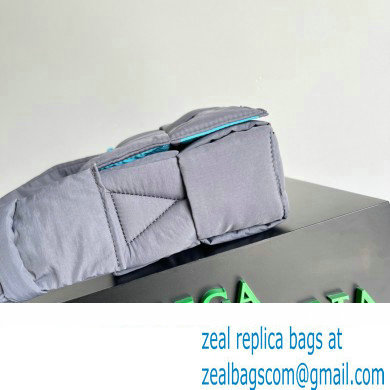 Bottega Veneta Medium padded Tech Cassette intreccio nylon cross-body bag THUNDER / POOL 2023 - Click Image to Close
