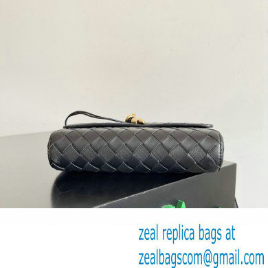 Bottega Veneta Mini Andiamo Cross-Body Intrecciato leather bag Black with metallic knot closure 2024 - Click Image to Close