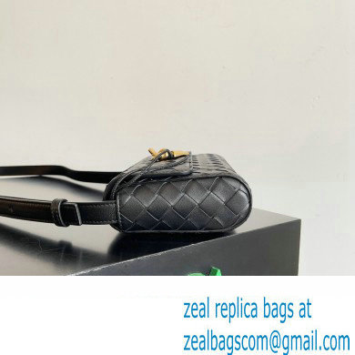 Bottega Veneta Mini Andiamo Cross-Body Intrecciato leather bag Black with metallic knot closure 2024 - Click Image to Close