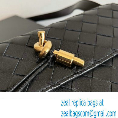 Bottega Veneta Mini Andiamo Cross-Body Intrecciato leather bag Black with metallic knot closure 2024 - Click Image to Close
