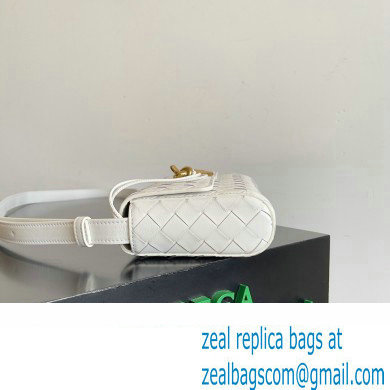 Bottega Veneta Mini Andiamo Cross-Body Intrecciato leather bag White with metallic knot closure 2024